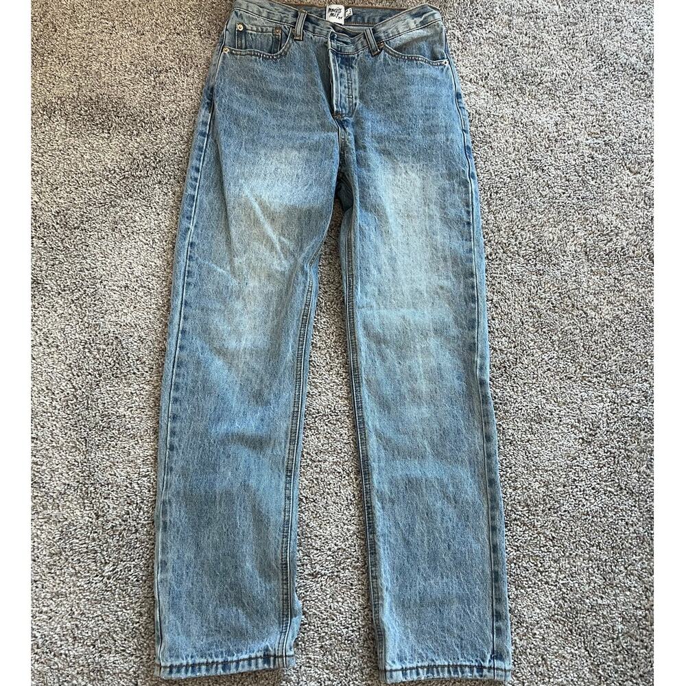 Princess Polly Asymmetrical‎ button front straight leg jeans light wash - Picture 9 of 15